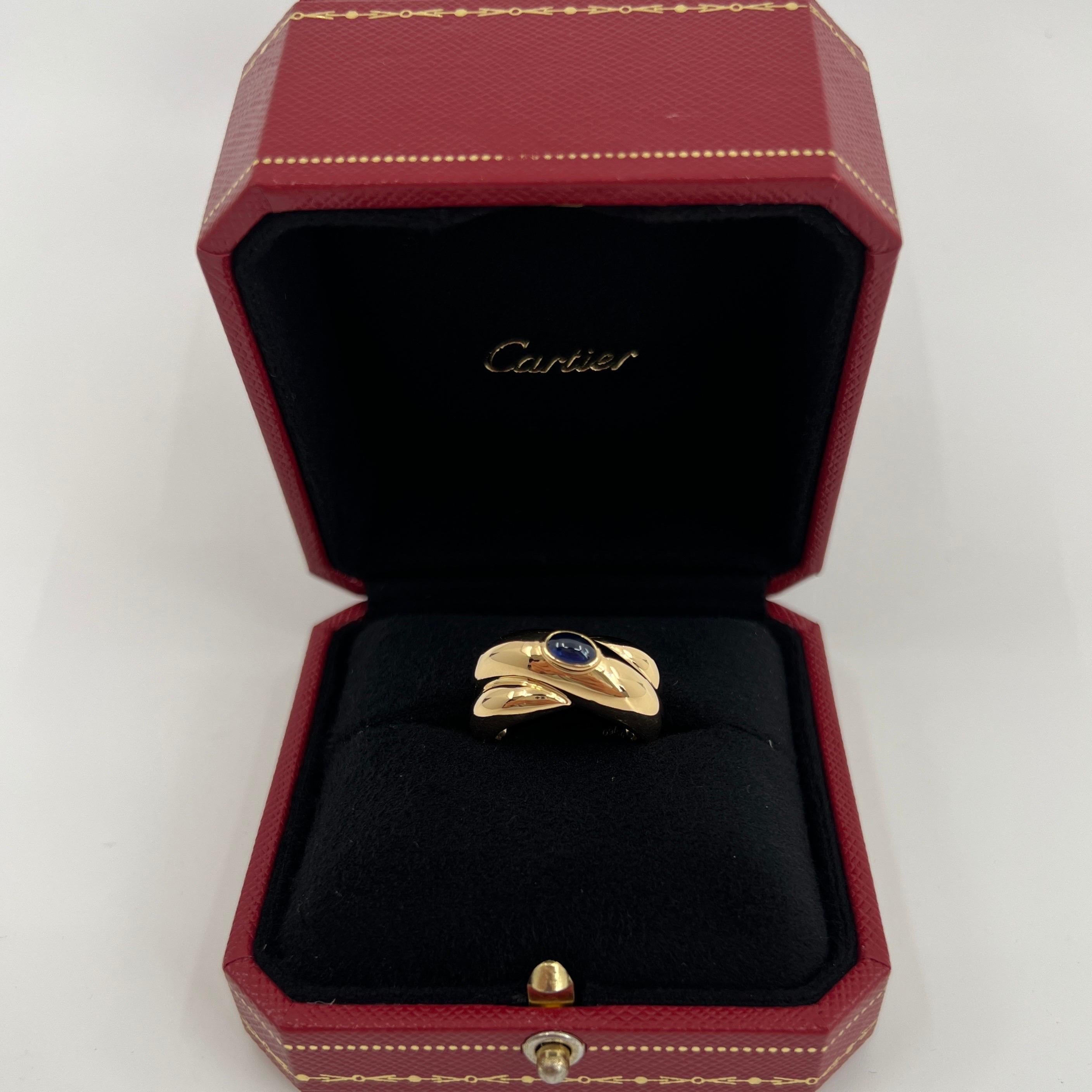 Vintage Cartier Blue Sapphire Oval Cabochon 18k Yellow Gold Colize Dome Ring 50 5
