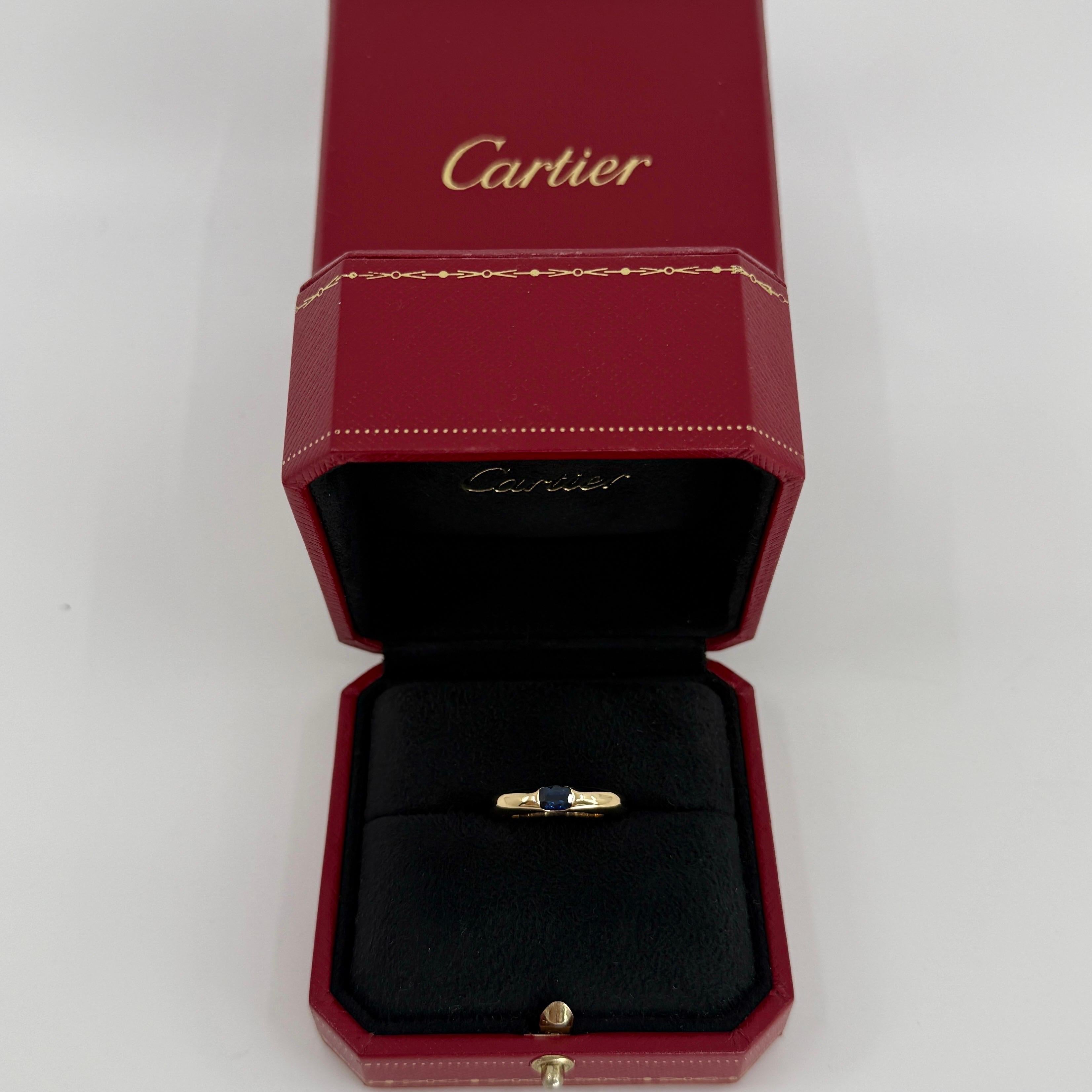 Vintage Cartier Blue Sapphire Oval Ellipse 18k Yellow Gold Solitaire Ring 50 K For Sale 5