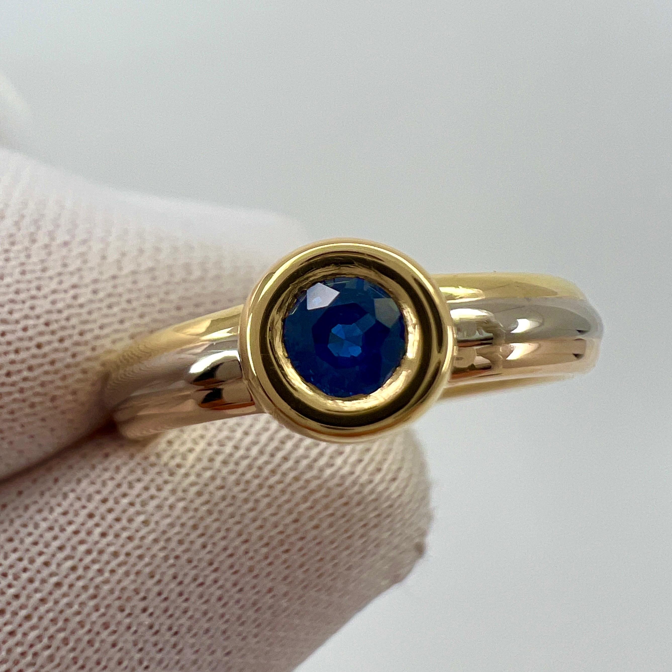 Vintage Cartier Blue Sapphire Round 18k Tricolour Multi Tone Gold Solitaire Ring 6