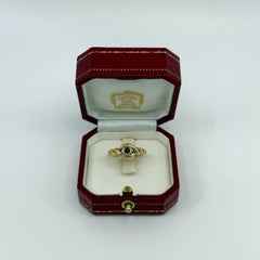 Vintage Cartier Blue Sapphire Round Cabochon 18k Yellow Gold Solitaire Ring 50