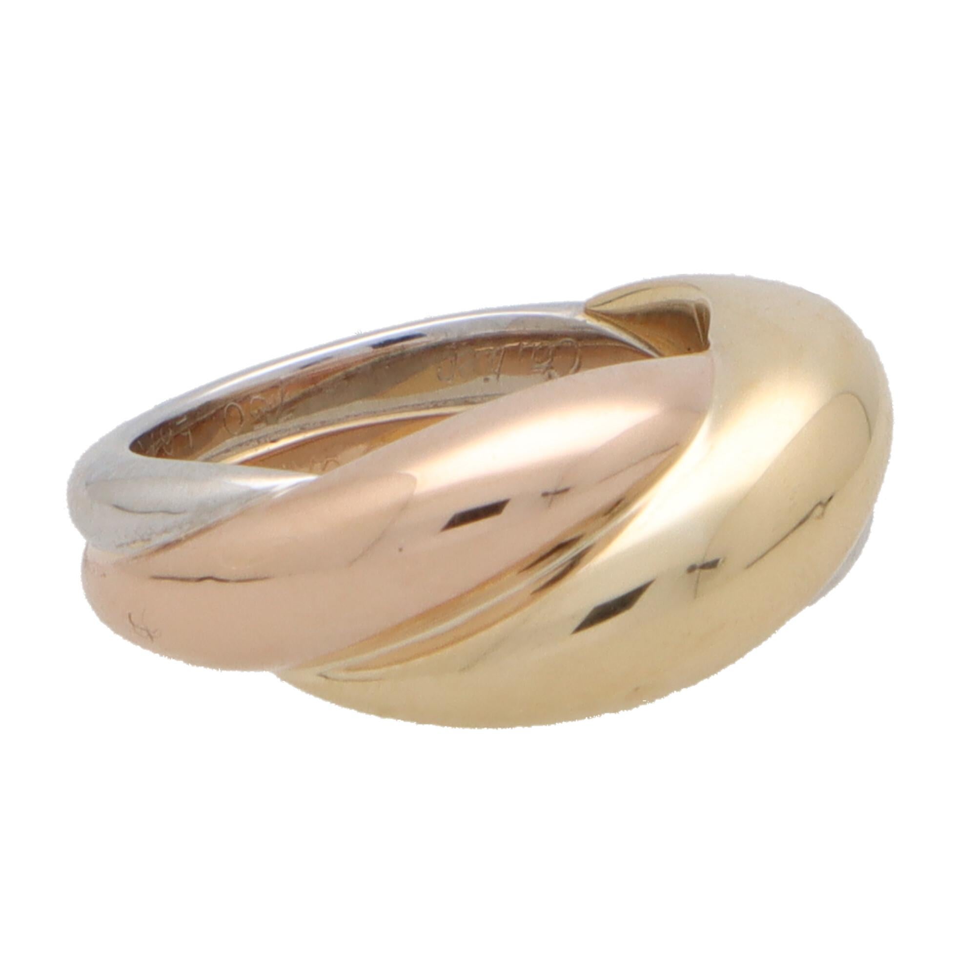 Retro Vintage Cartier Bombe Trinity Ring in 18k Rose, Yellow and White Gold For Sale