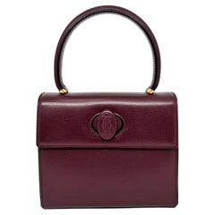 Vintage Cartier Bordeaux Mini Turn-Lock Top Handle Bag
