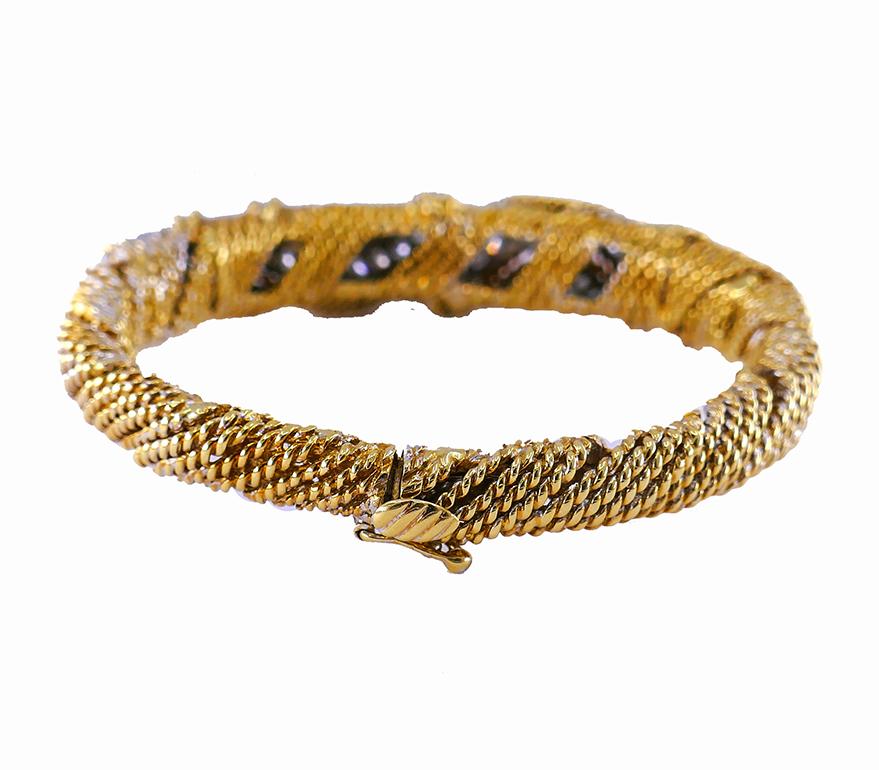 Women's Vintage Cartier Bracelet 18k Braided Gold Diamond Estate Jewelry