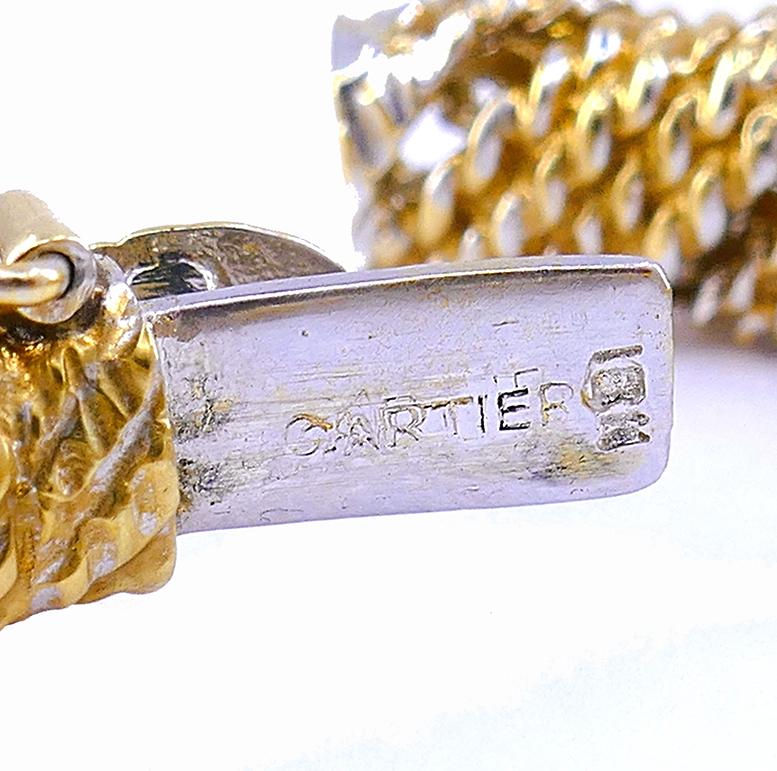 Vintage Cartier Bracelet 18k Braided Gold Diamond Estate Jewelry 1