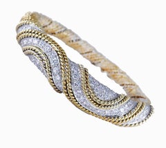Retro Cartier Bracelet 18k Braided Gold Diamond Estate Jewelry