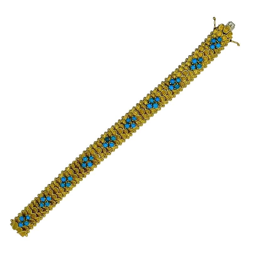 Women's Vintage Cartier Bracelet Turquoise 18k Gold