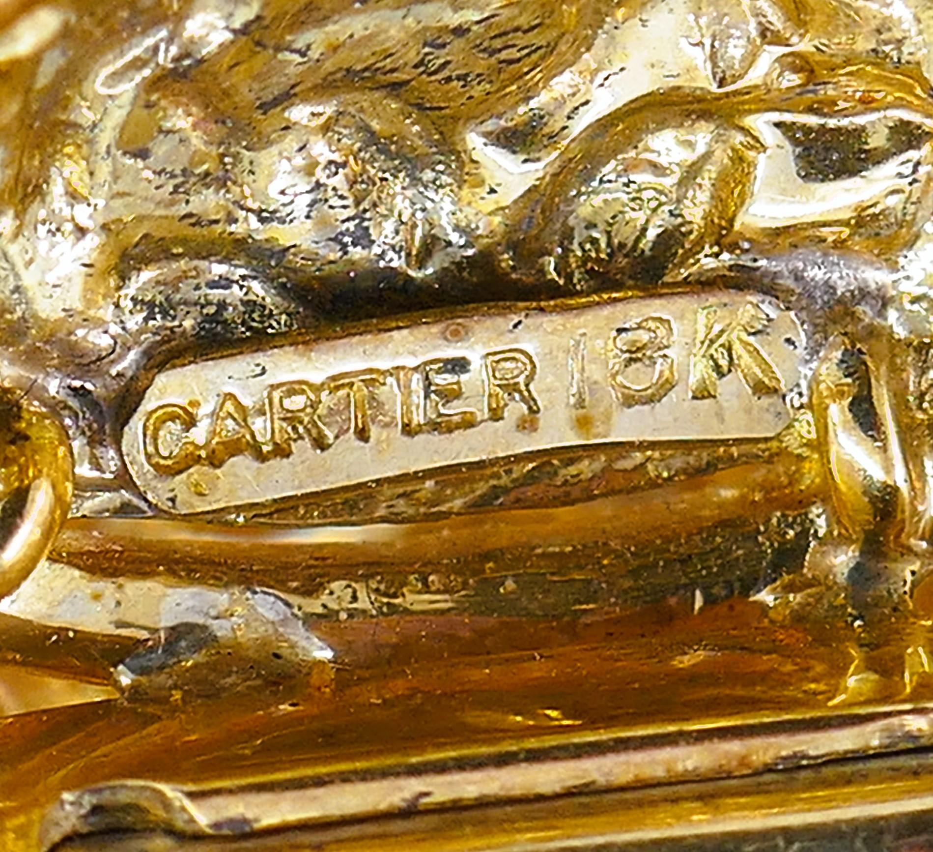 Women's Vintage Cartier Brooch 18k Gold Flower Heart Design Estate Jewelry For Sale