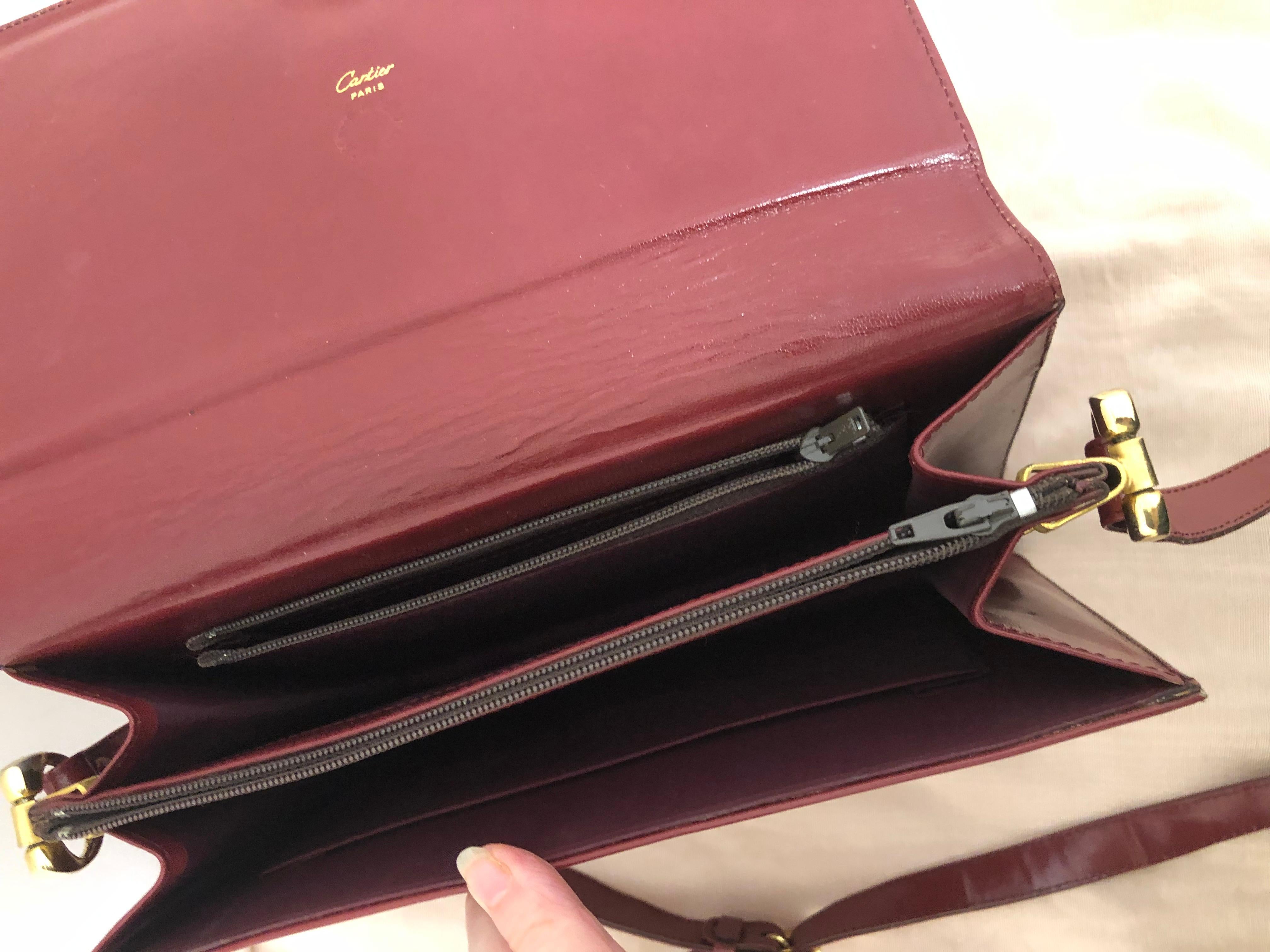 Brown Vintage Cartier Burgundy Flap Handbag