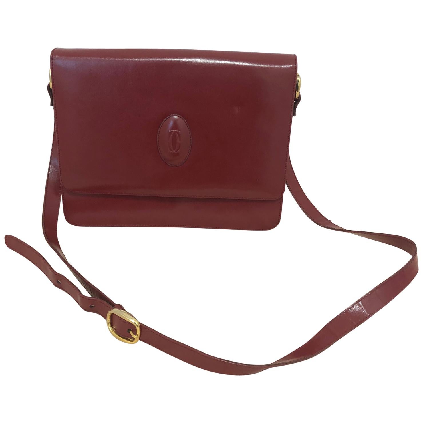 Vintage Cartier Burgundy Flap Handbag at 1stDibs