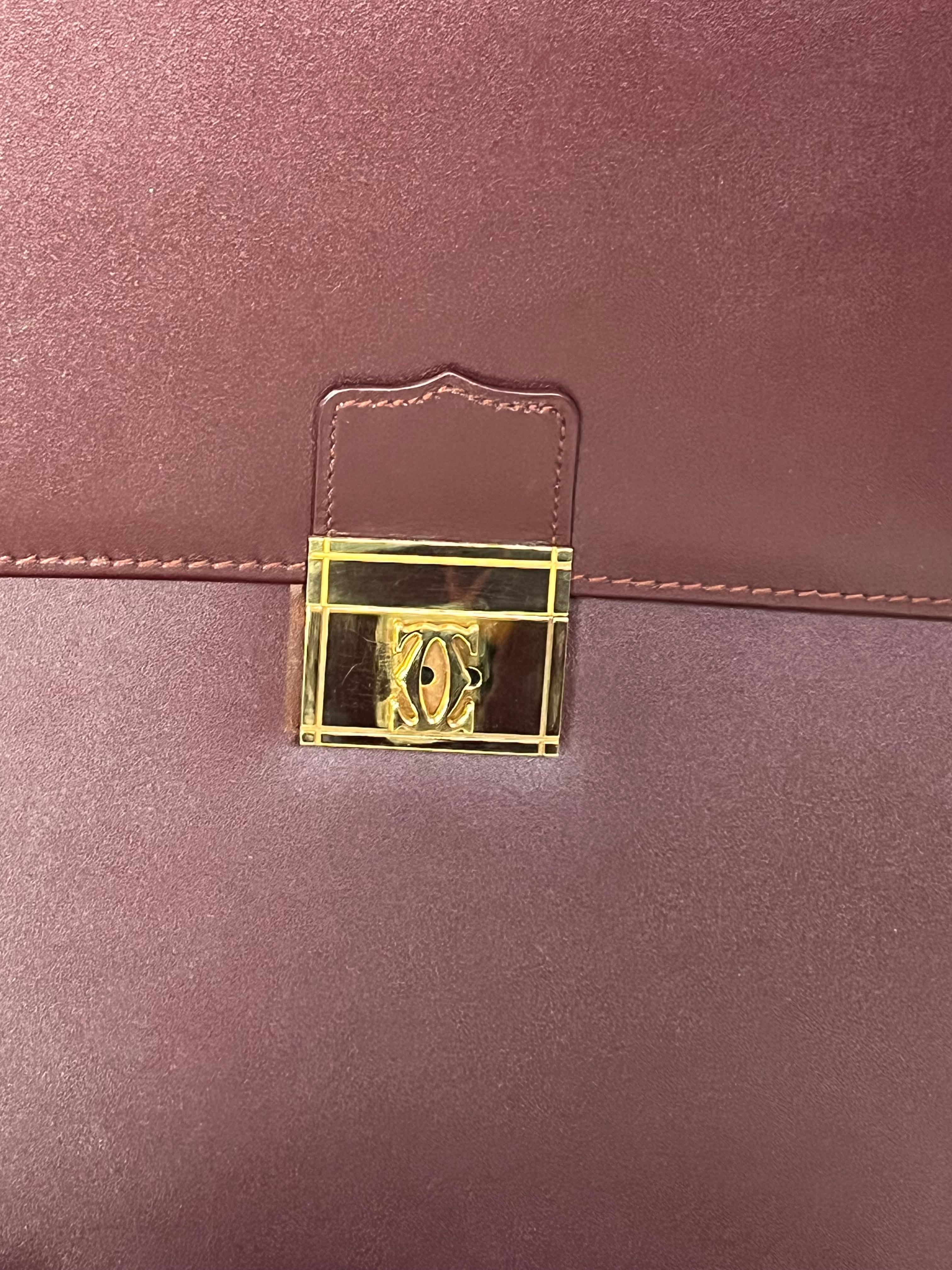 French Vintage Cartier Burgundy Leather Document Holder, 1990s
