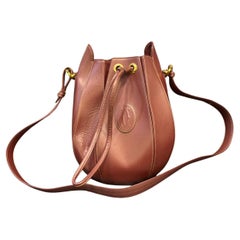 Vintage Cartier Burgundy Leather Drawstring Bucket Bag