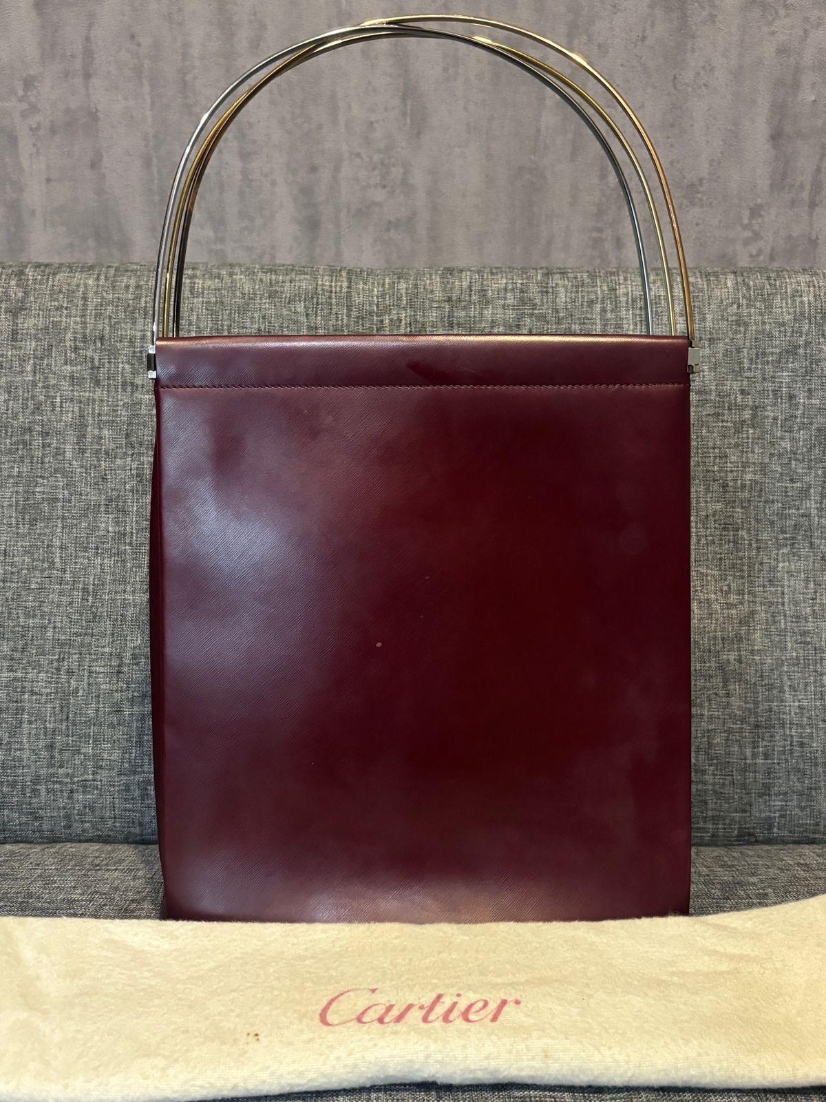 Vintage Cartier Burgundy Trinity Tote Bag For Sale 2