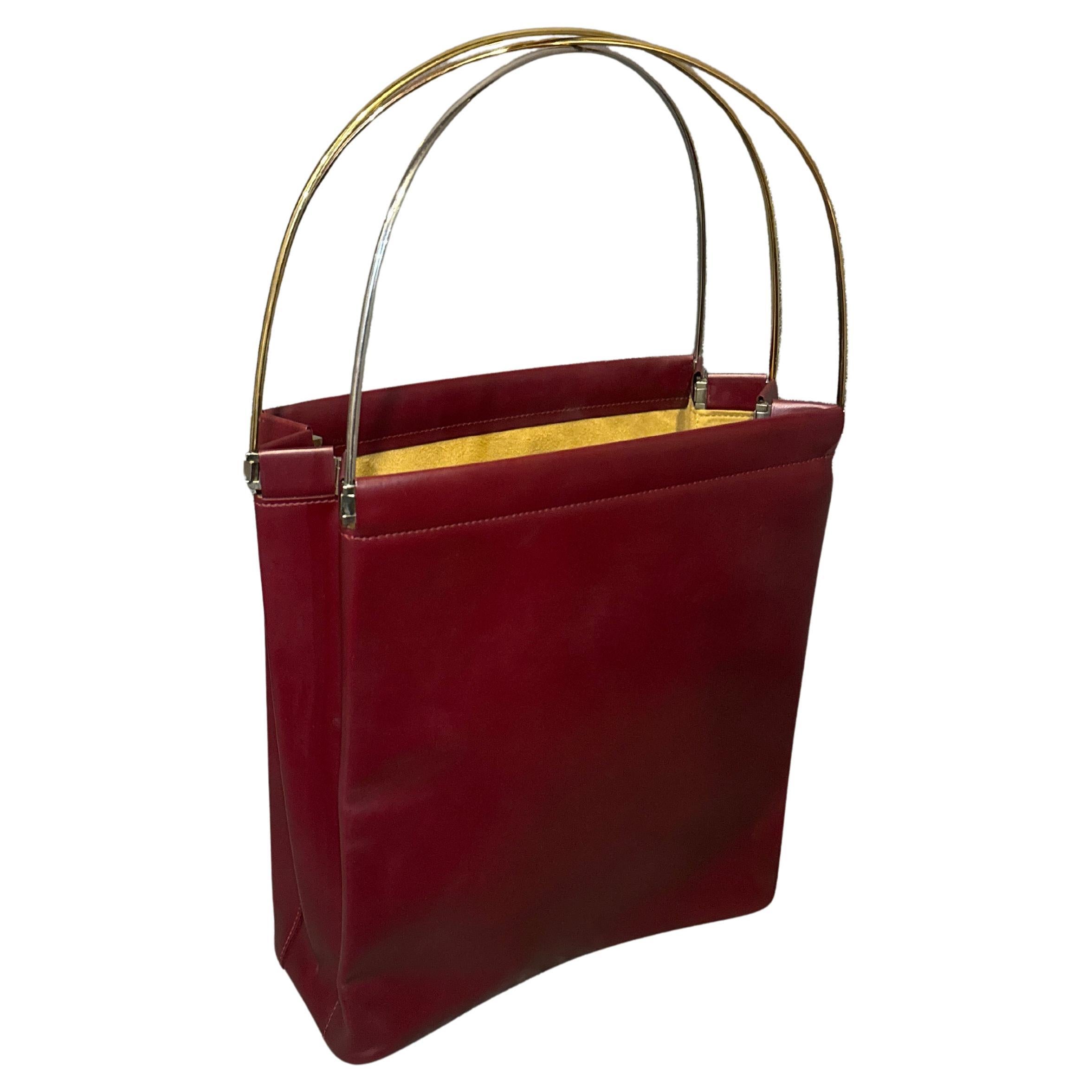 Vintage Cartier Burgundy Trinity Tote Bag For Sale