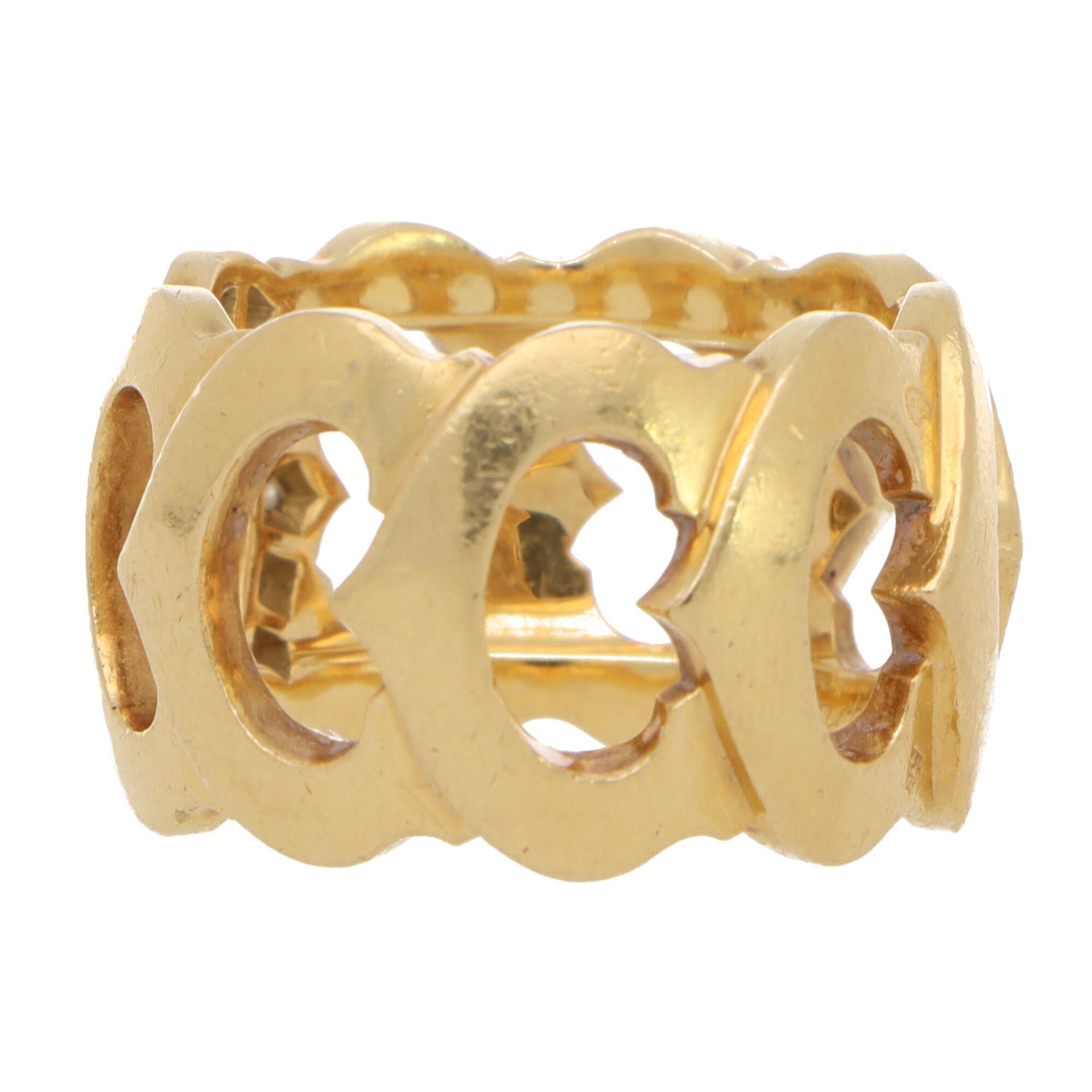 Women's or Men's Vintage Cartier ‘C de Cartier’ Diamond Band Ring in 18k Yellow Gold