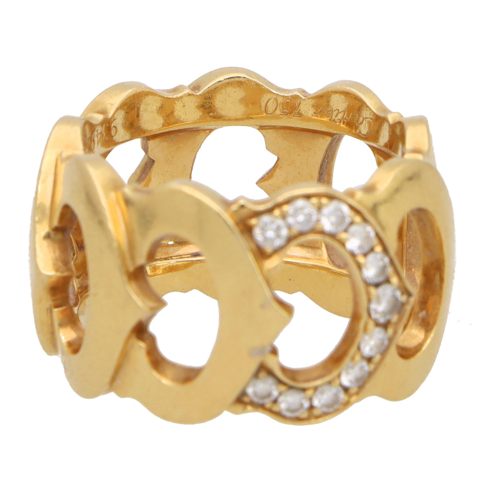 Vintage Cartier ‘C de Cartier’ Diamond Band Ring in 18k Yellow Gold 1