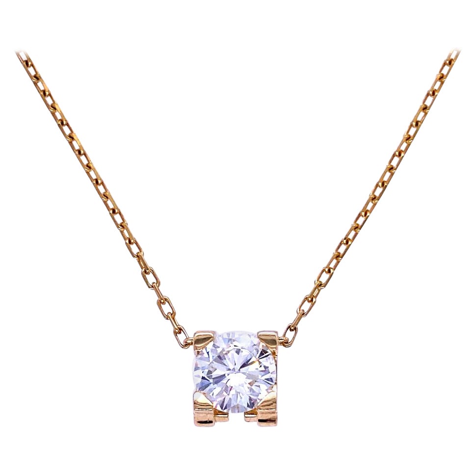 Vintage Cartier ‘C de Cartier’ Diamond Pendant and Chain 18 Karat Yellow Gold