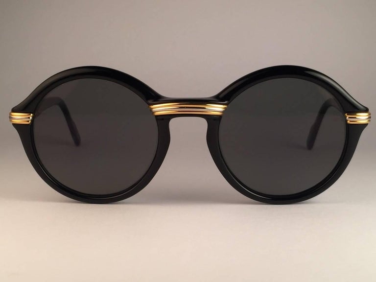 Rare Vintage Cartier Cabriolet Round Black and Gold 49MM 18K Gold 