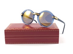 Lunettes de soleil vintage Cartier Cabriolet rondes bleu translucide 49MM 18K France