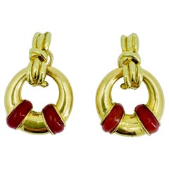 Vintage Cartier Carnelian Gold Earrings 