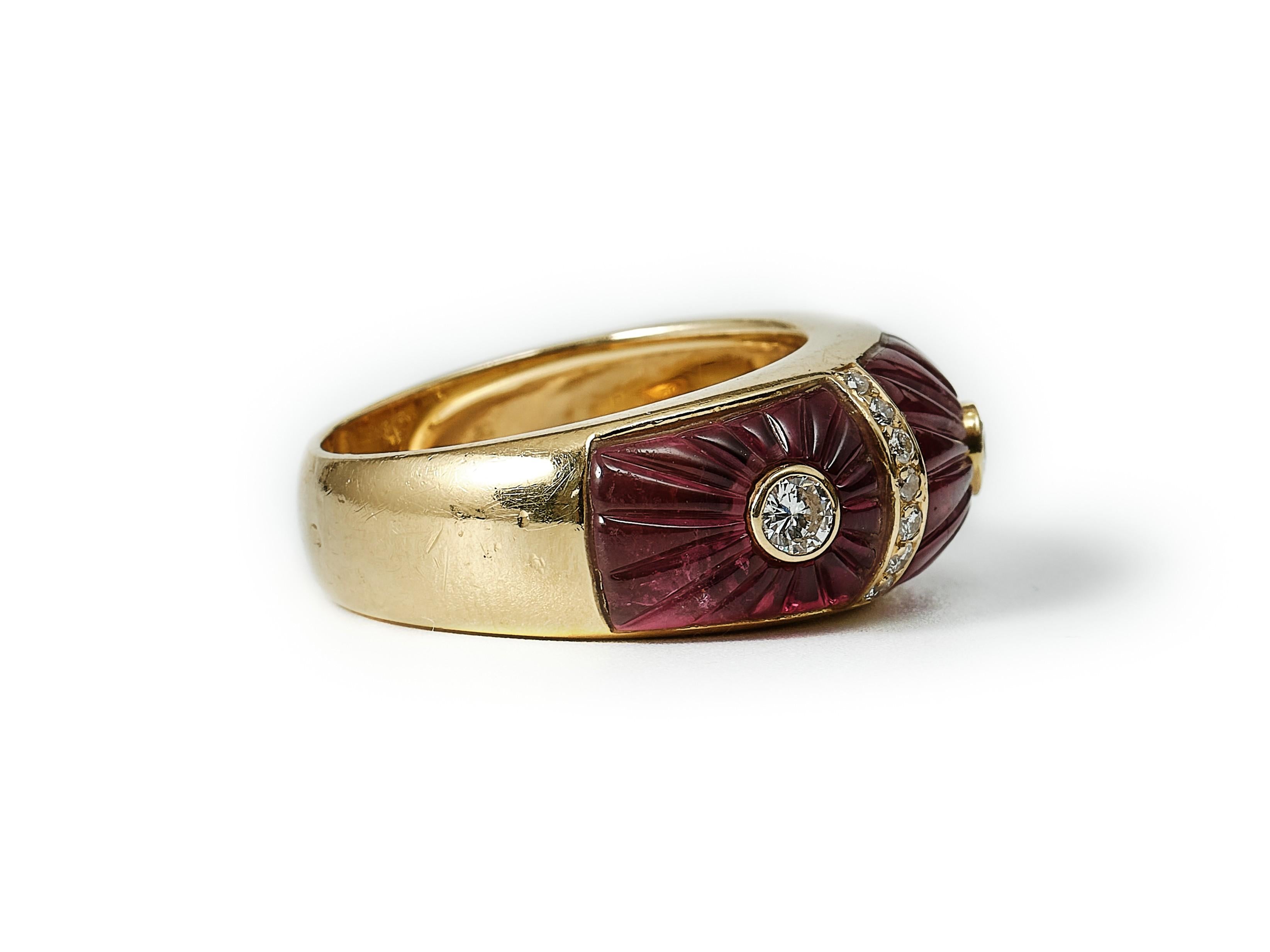 Women's Cartier carved tourmaline ring made 1991 For Sale