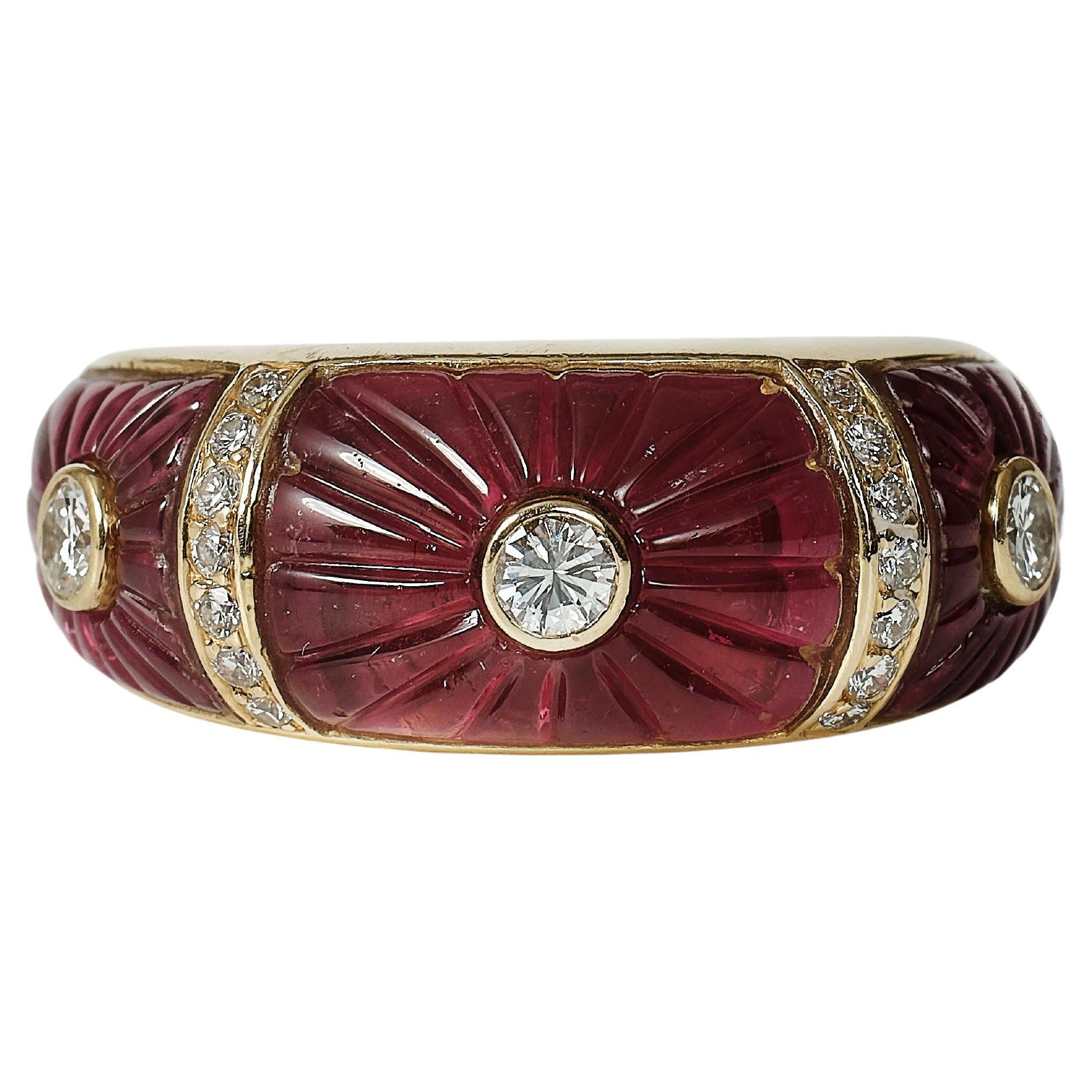 Cartier carved tourmaline ring made 1991 For Sale