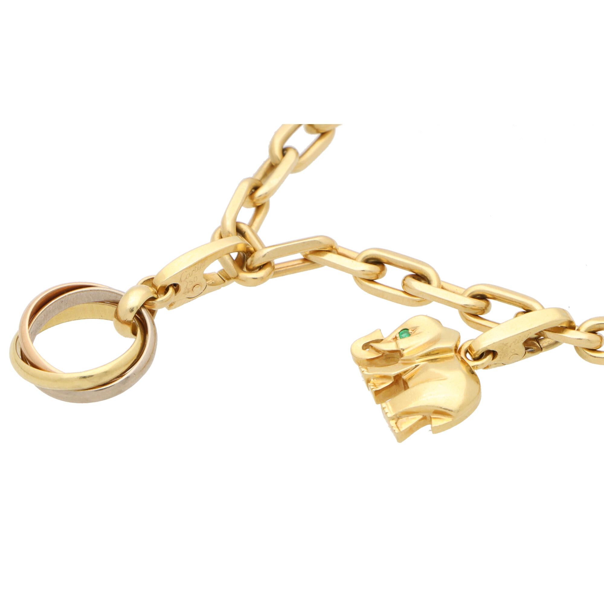 Retro Vintage Cartier Charm Bracelet Set in 18k Yellow Gold