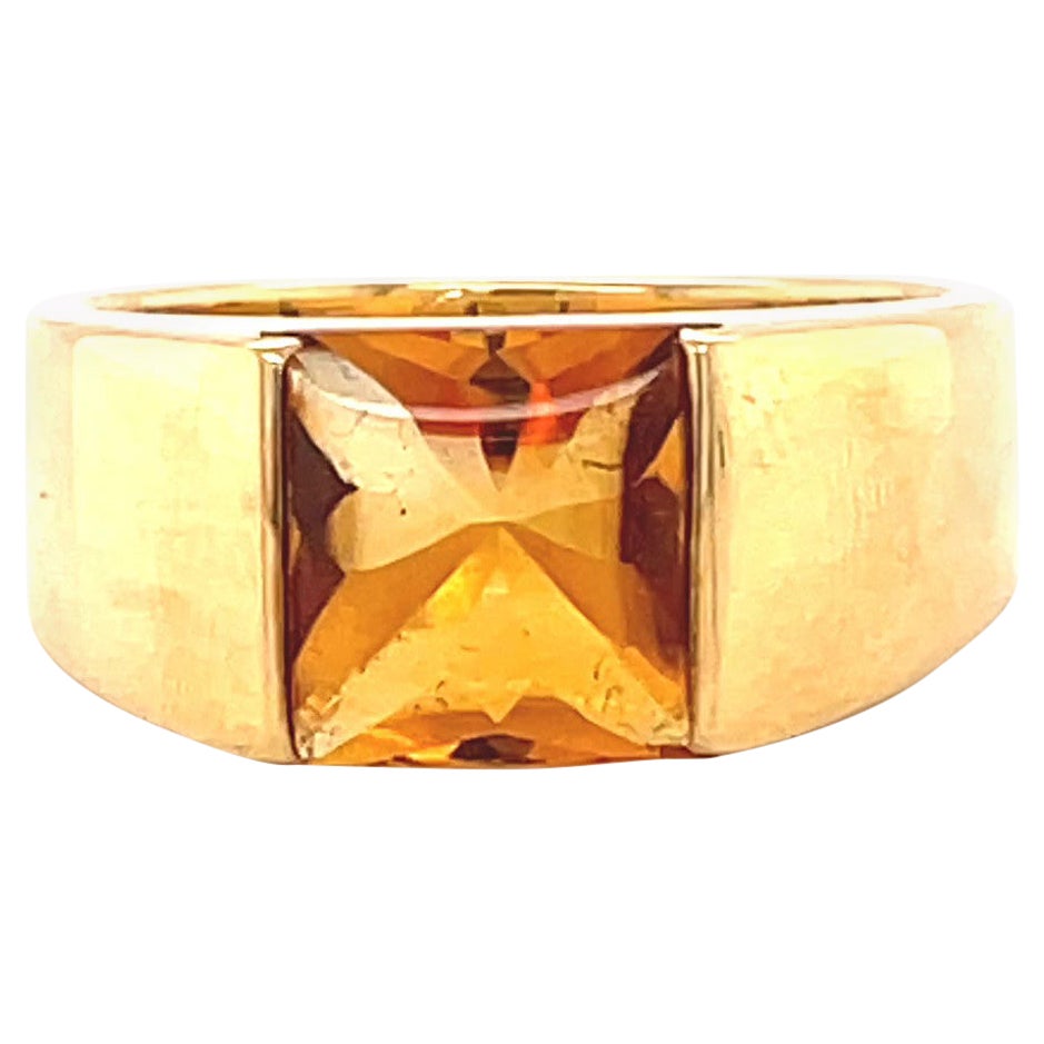 Vintage Cartier Citrine Tank 18K Gold Ring