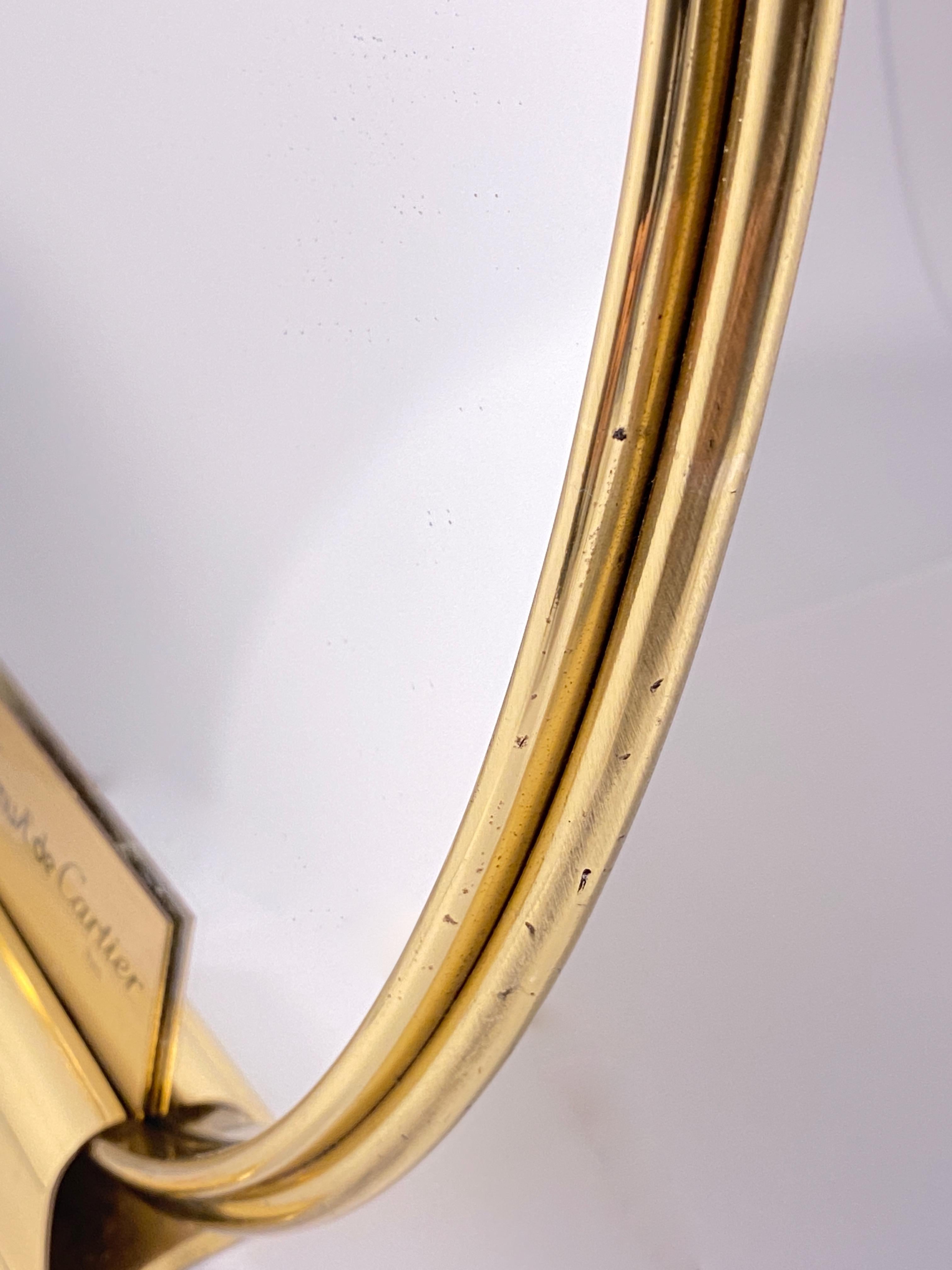 Mid-Century moderno Specchio da tavolo ovale d'epoca Cartier Classic placcato oro, 1970 in vendita