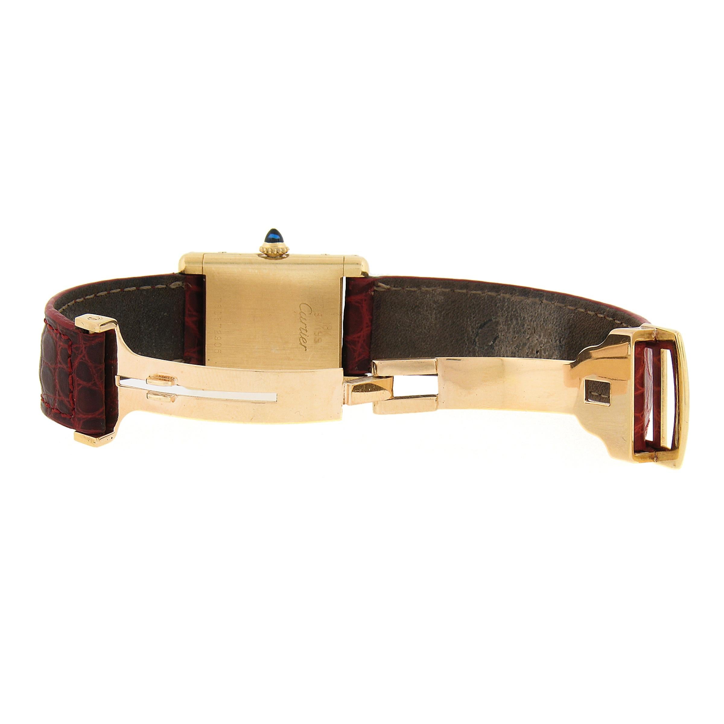 Vintage Cartier Classic Tank 20mm 18k Yellow Gold Mechanical Winding Wrist Watch In Good Condition In Montclair, NJ