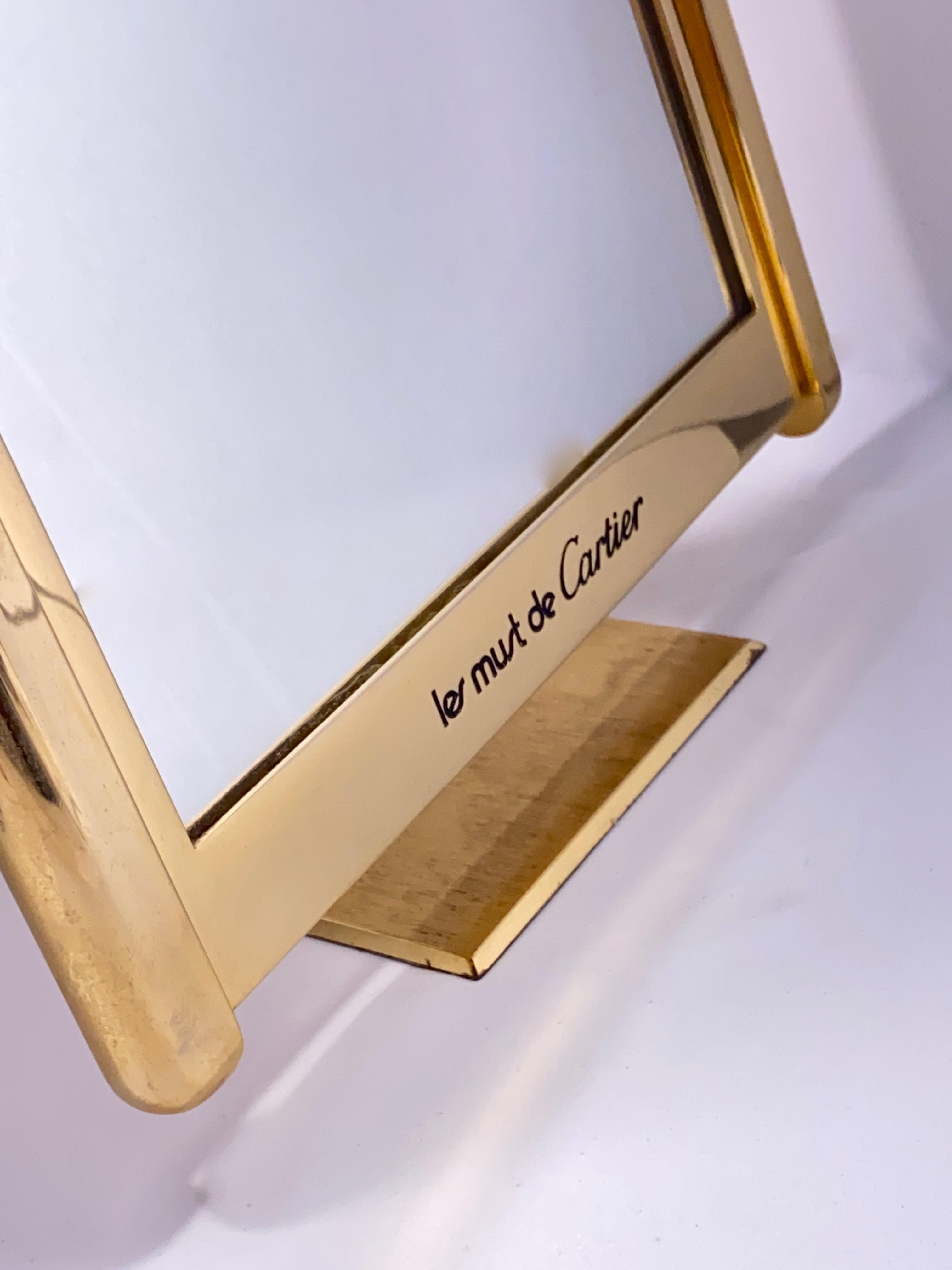 Vintage Cartier Classic Tank Pivotal Axis Table Mirror Gold-Plated, 1970 For Sale 2
