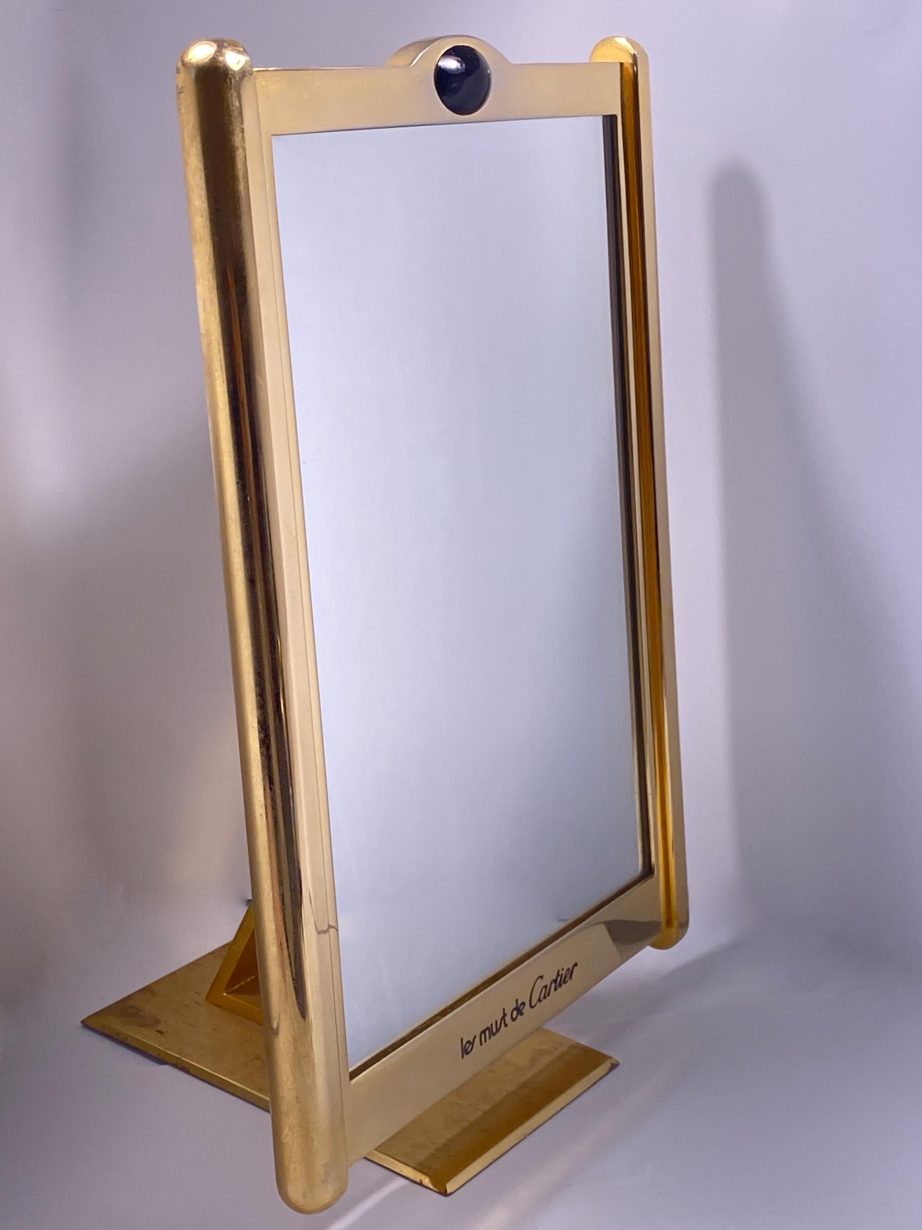 Vintage Cartier Classic Tank Pivotal Axis Table Mirror Gold-Plated, 1970 For Sale 3