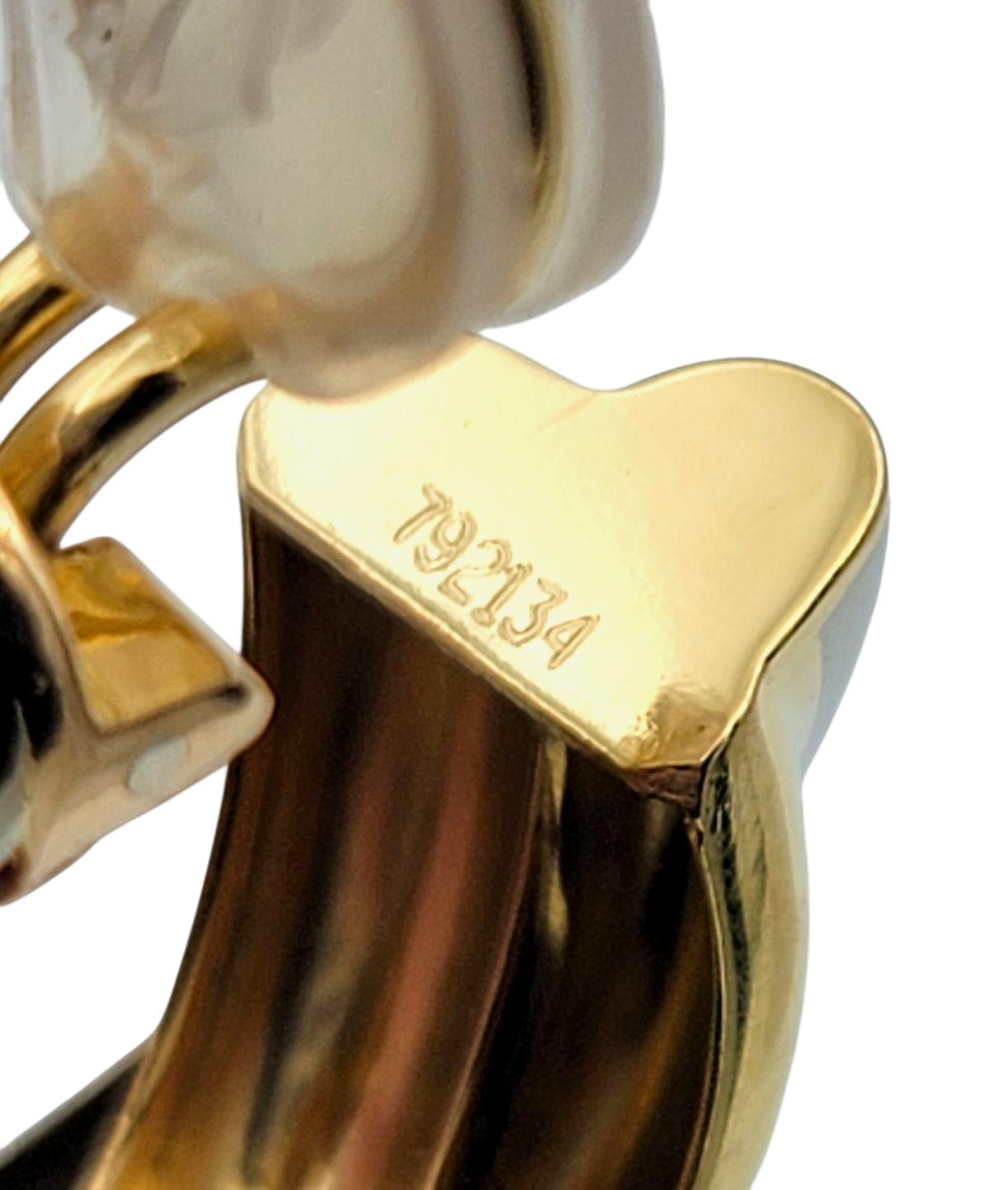 Vintage Cartier Clips Trinity Hoop Ears 18 Karat Yellow, White & Rose Gold en vente 2