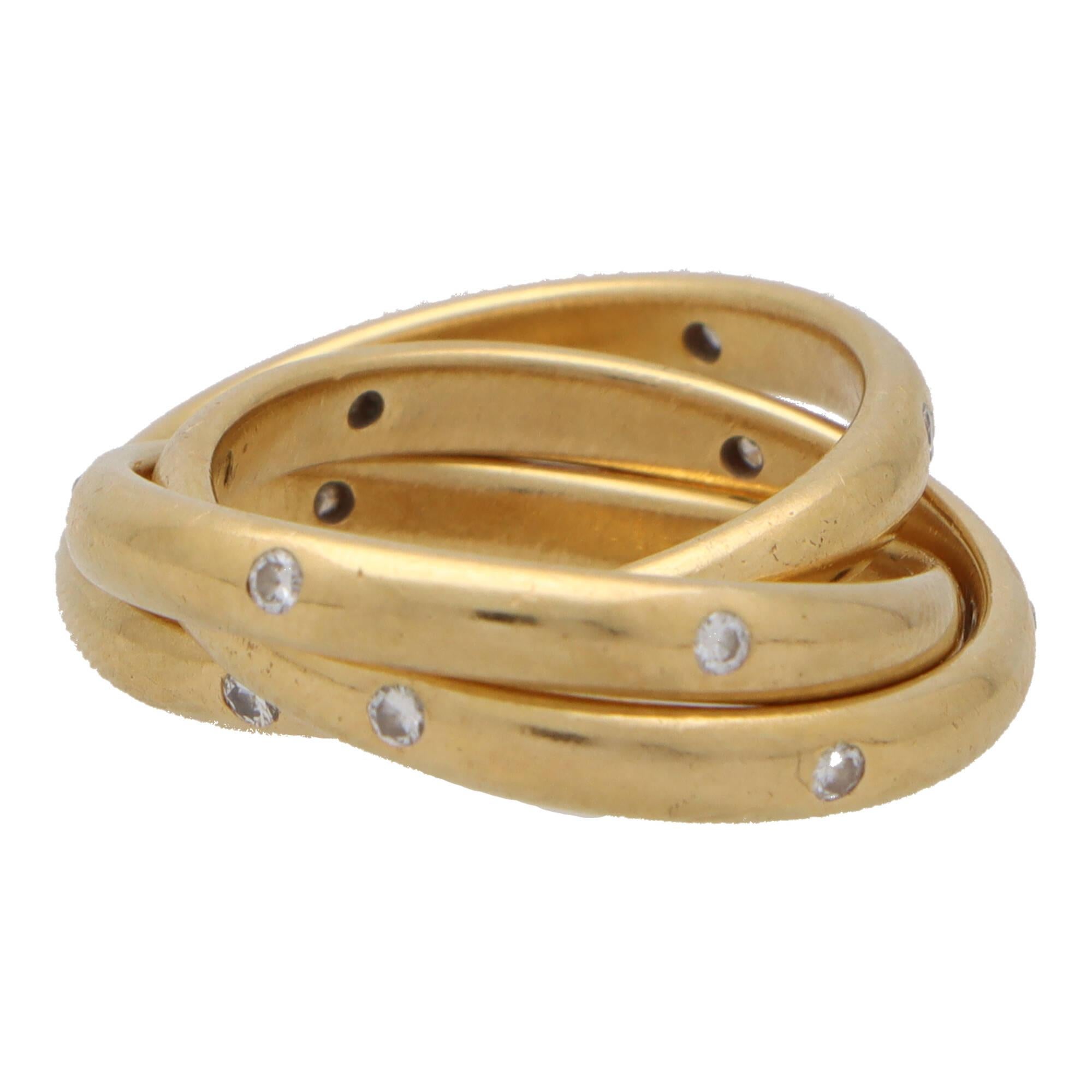 Vintage Cartier Trinity-Ring aus 18 Karat Gelbgold mit Constellation-Diamant (Rundschliff)