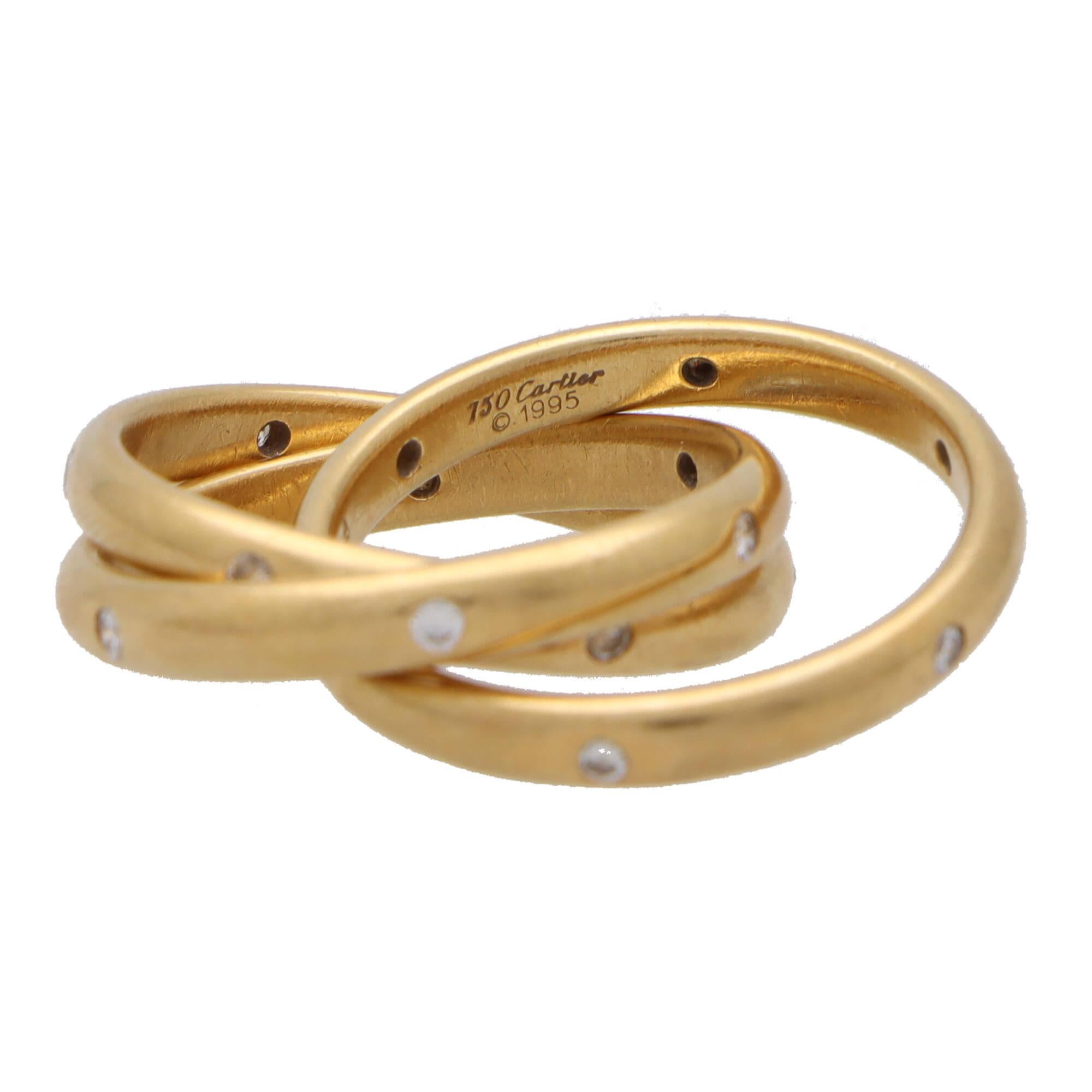 Vintage Cartier Trinity-Ring aus 18 Karat Gelbgold mit Constellation-Diamant im Zustand „Hervorragend“ in London, GB