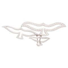 Vintage Cartier Convertible Diamond Bird Pendant Brooch Set in 18k White Gold