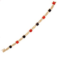 Vintage Cartier Coral Onyx Gold Bracelet