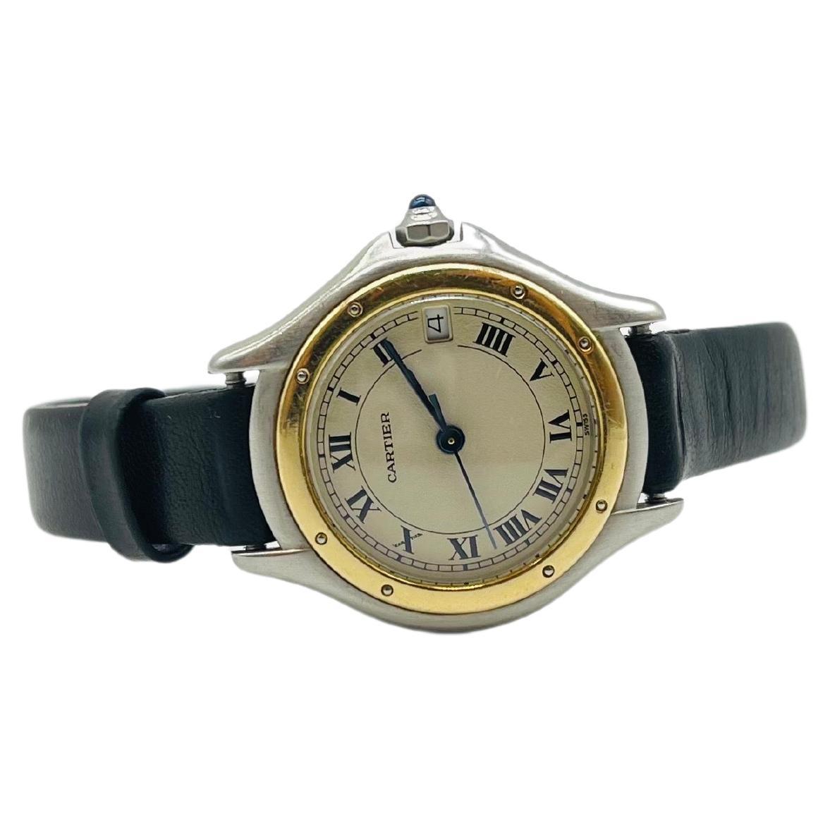 Vintage Cartier Cougar 187906 wrist watch with leather  For Sale