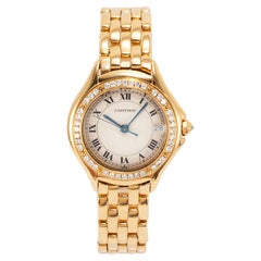 Vintage Cartier Cougar 26MM 887907 18K Yellow Gold Diamond Bezel Quartz Watch
