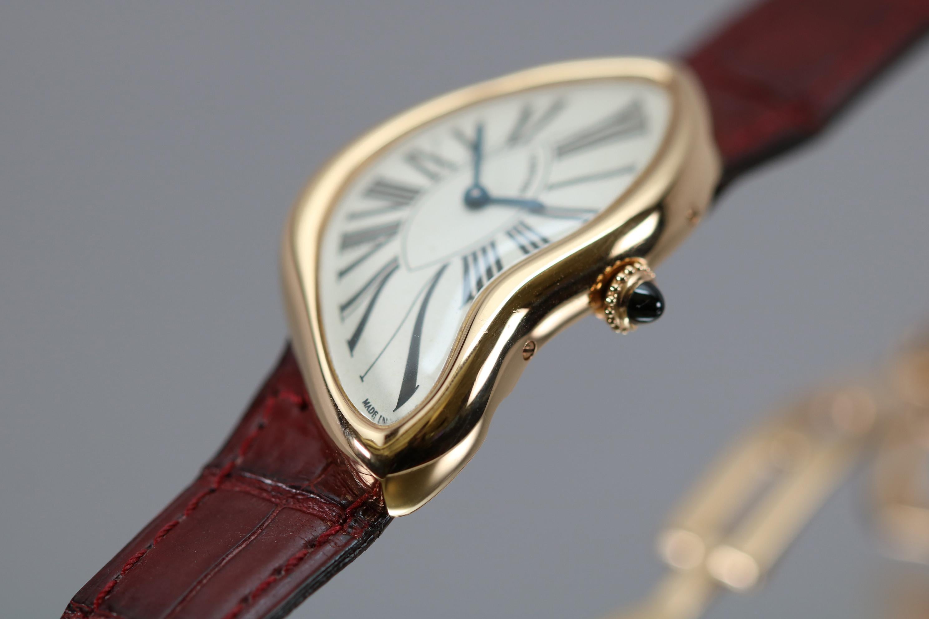 Vintage Cartier France Crash 18 Karat Rose Gold Watch circa 1993 2
