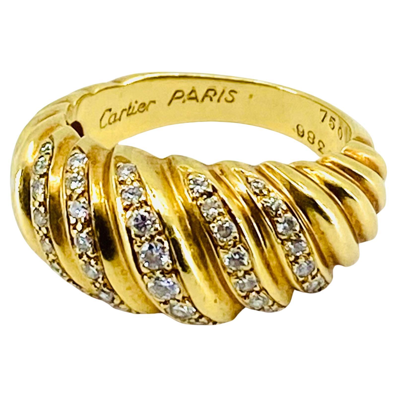 Vintage Cartier Croissant Ring 18k Gold Diamant 5