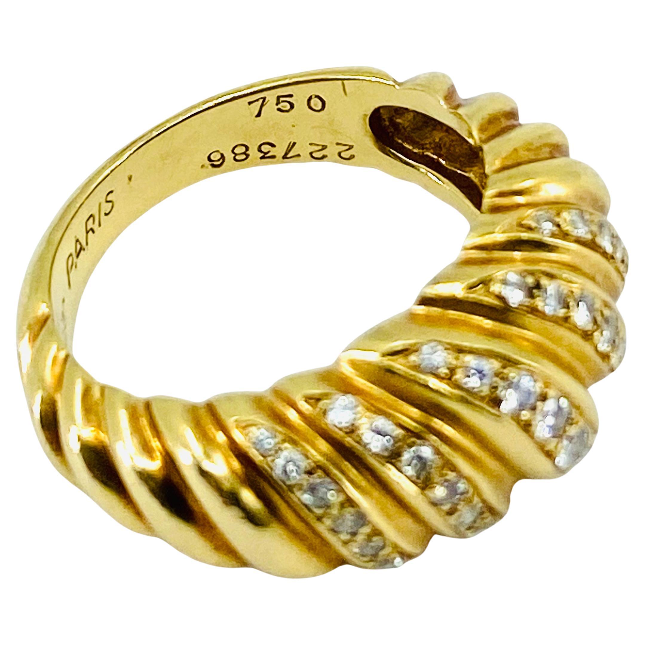 Vintage Cartier Croissant Ring 18k Gold Diamant 6
