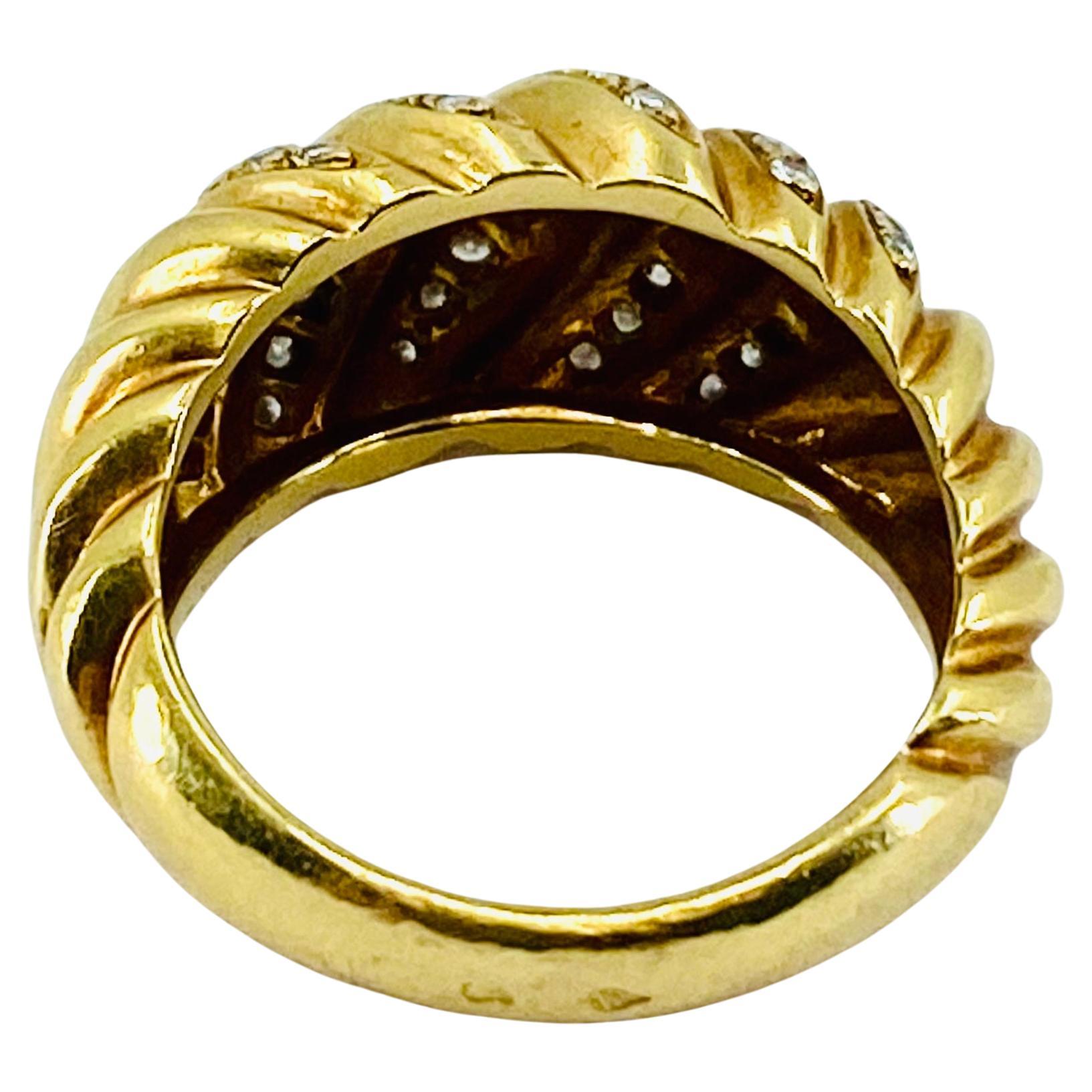 Vintage Cartier Croissant Ring 18k Gold Diamant im Zustand „Gut“ in Beverly Hills, CA
