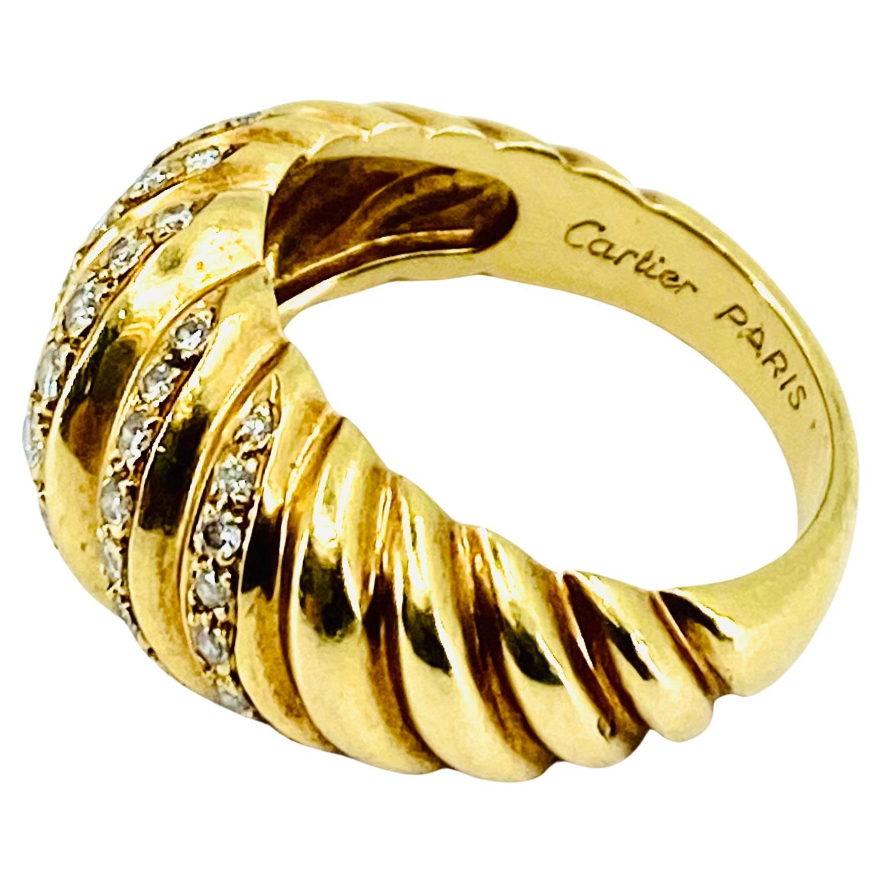Vintage Cartier Croissant Ring 18k Gold Diamant 1