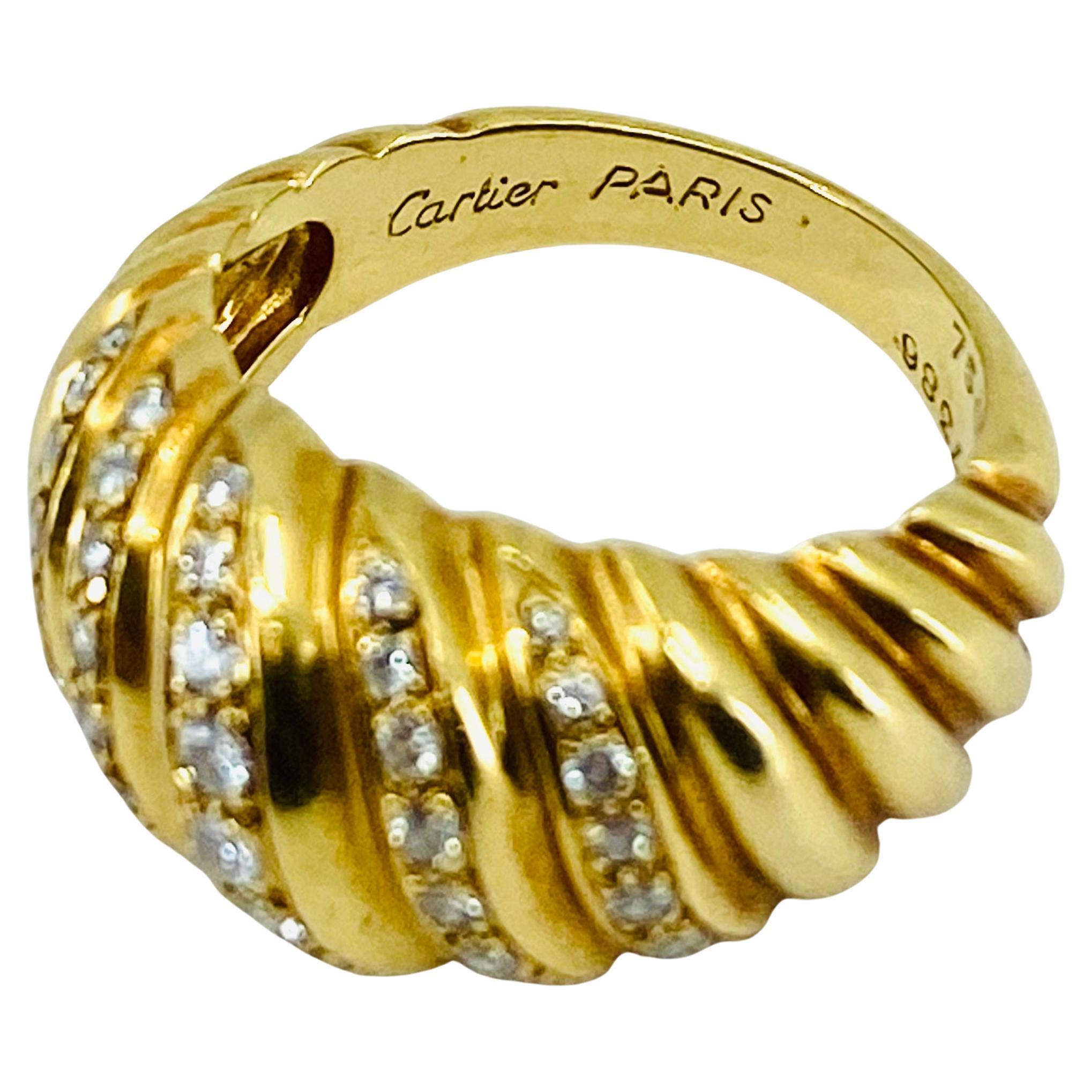 Vintage Cartier Croissant Ring 18k Gold Diamant 4