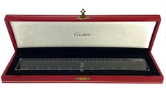 Vintage Cartier Kristall-Logo Ruler geätztes Papiergewicht mit Schachtel