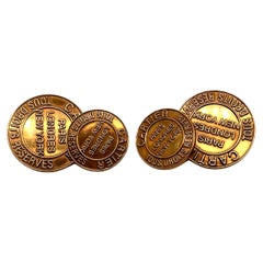 Vintage Cartier Cufflinks, Tous Droits Reserves 18 Karat Yellow Gold