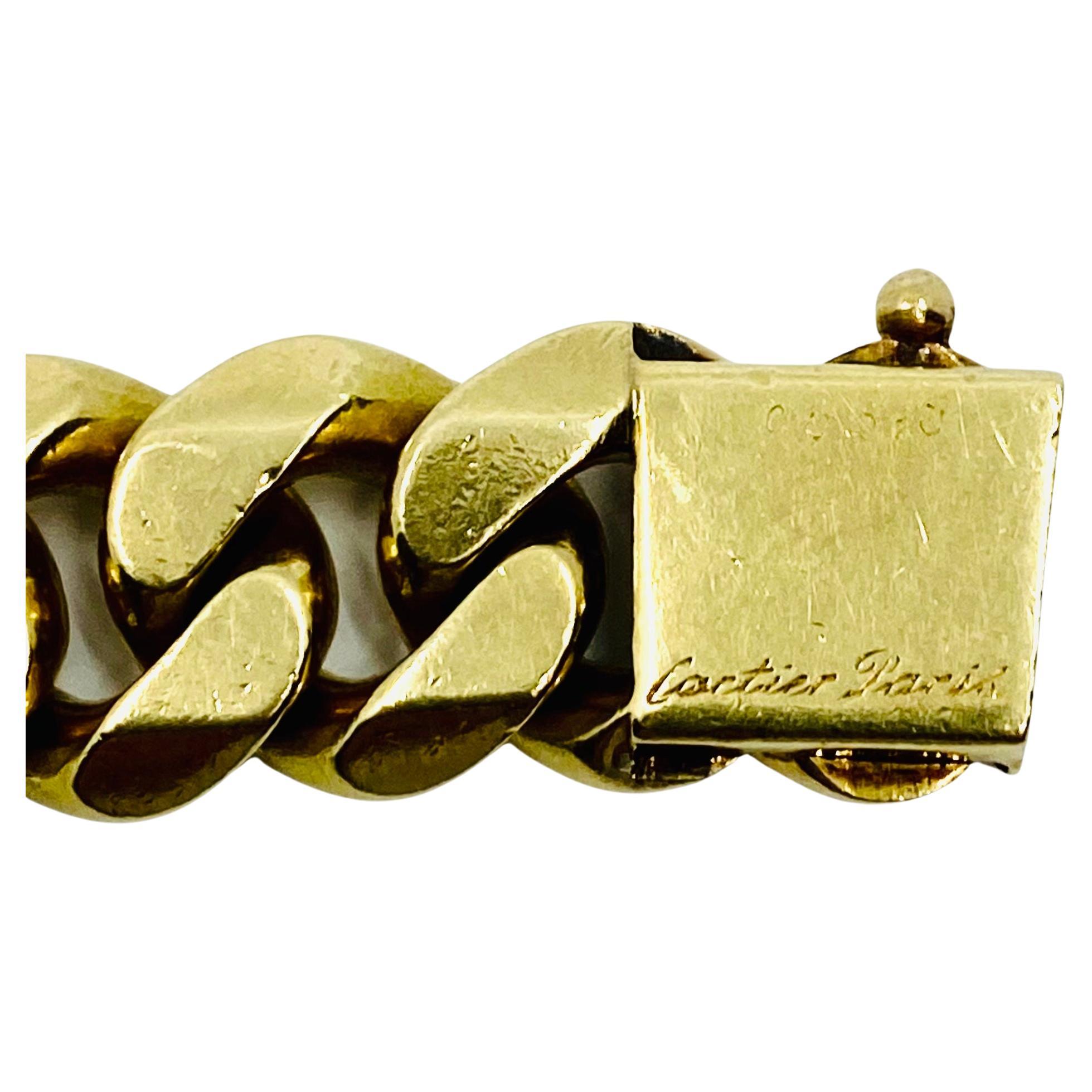 Vintage Cartier Curb Link Chain Gold Bracelet For Sale 3