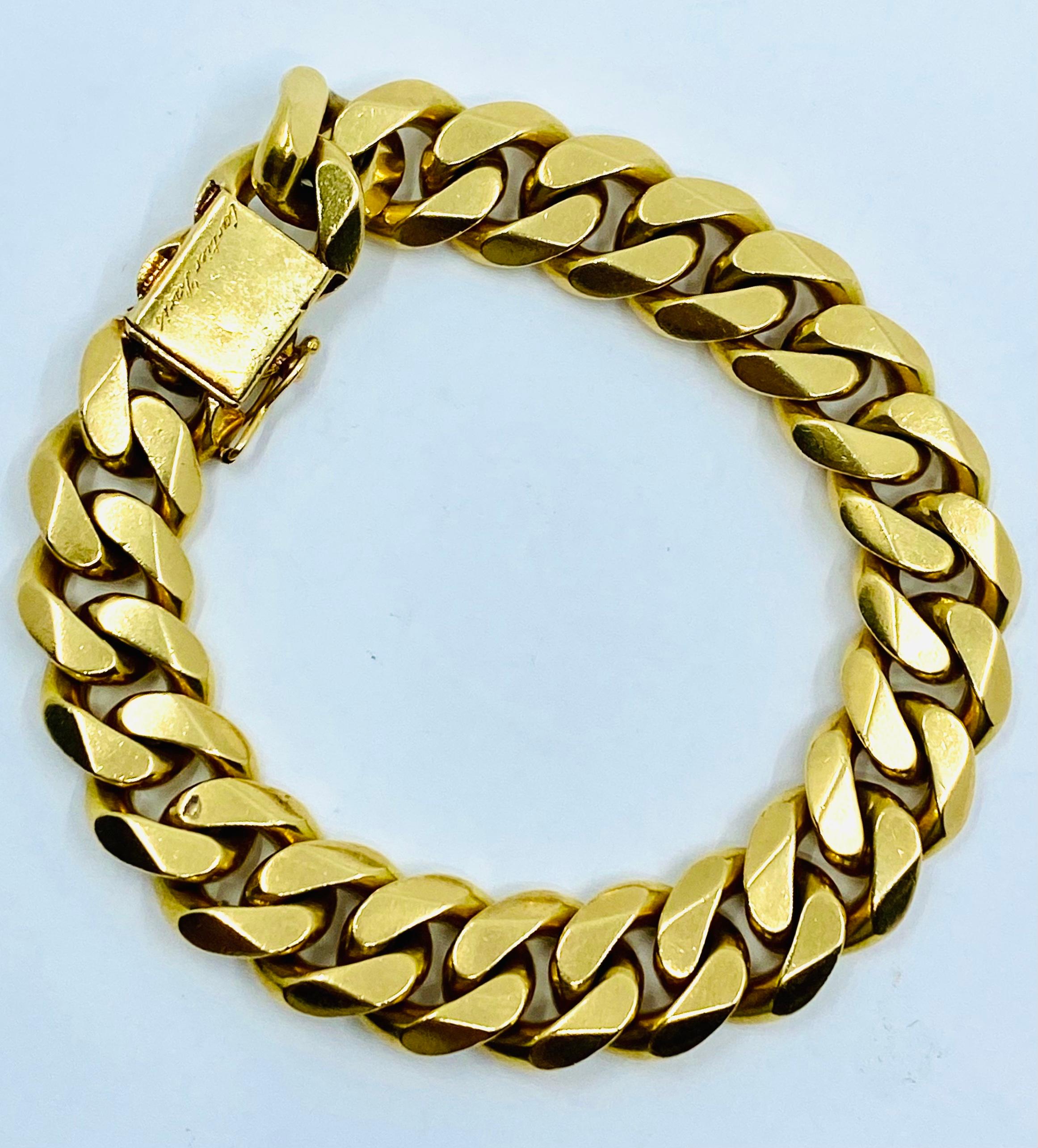 Vintage Cartier Curb Link Chain Gold Bracelet For Sale 1