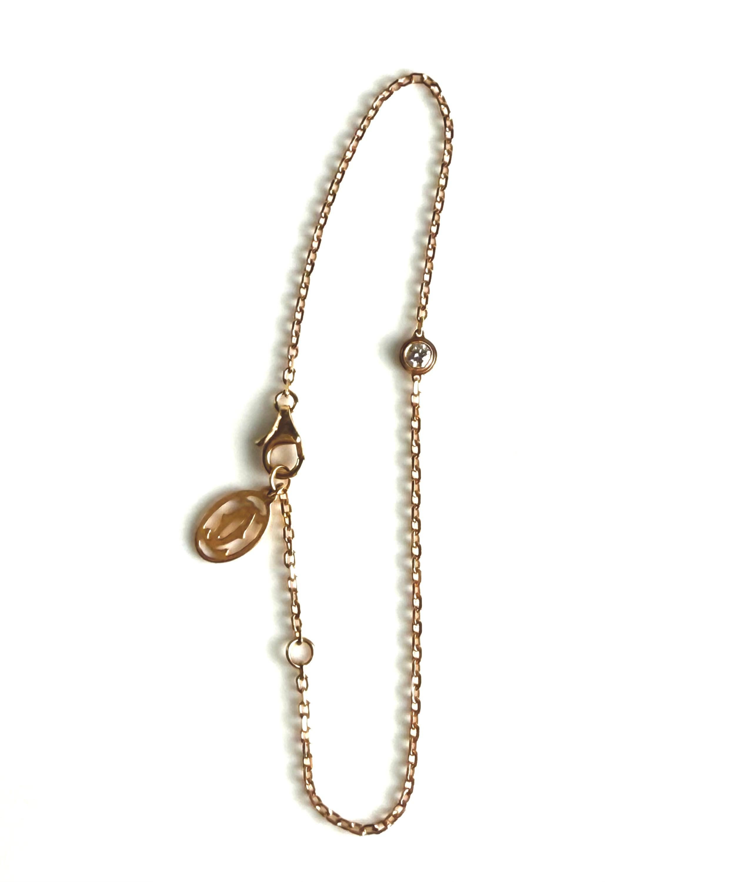 Vintage Cartier d’Amour 18K Rose Gold Diamond Bracelet In Good Condition For Sale In New York, NY