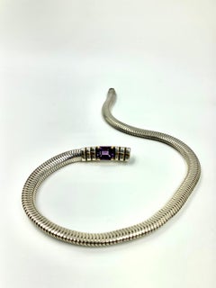 Vintage Cartier Day to Night Amethyst 18K Gold Sterling Silver Snake Necklace